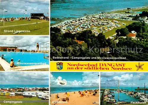 AK / Ansichtskarte Dangast Nordseebad Strand Liegewiese Meerwasserquellbad Campingplatz Yachthafen