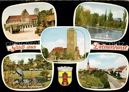 AK / Ansichtskarte Delmenhorst Rathaus Graften Graftanlagen Duesternort Wasserturm Kat. Delmenhorst