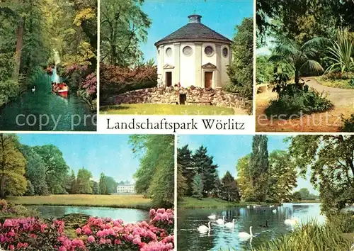 AK / Ansichtskarte Woerlitz Landschaftspark Kanal Gotisches Haus Vestatempel Palmengarten Kat. Woerlitz