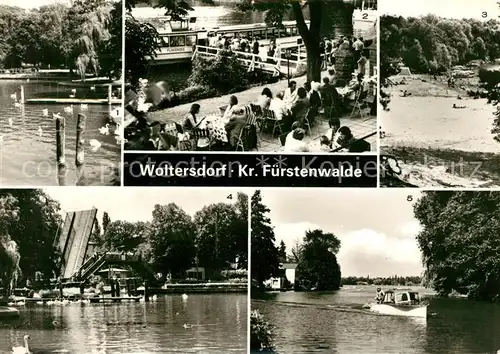 AK / Ansichtskarte Woltersdorf Erkner Kalksee HO Gaststaette Strandcafe Flakensee Schleuse Kat. Woltersdorf Erkner