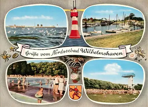 AK / Ansichtskarte Wilhelmshaven oelhafen Nassau Bruecke Leuchtturm Roter Sand Marinebad Kat. Wilhelmshaven