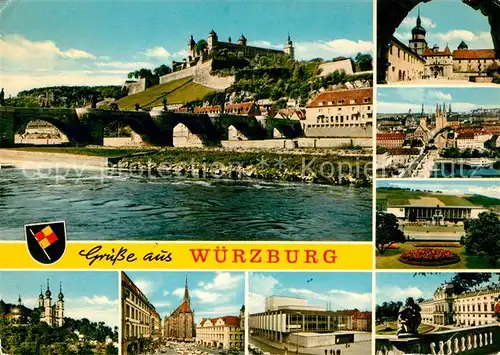 AK / Ansichtskarte Wuerzburg Festung Marienberg Kaeppele Dom Residenz Theater Bahnhof Kat. Wuerzburg