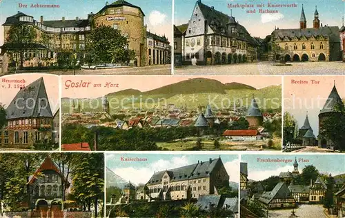 Goslar Achtermann Marktplatz Kaiserworth und Rathaus Brusttuch Stadtblick Breites Tor Kaiserhas Frankenberger Plan Kat. Goslar