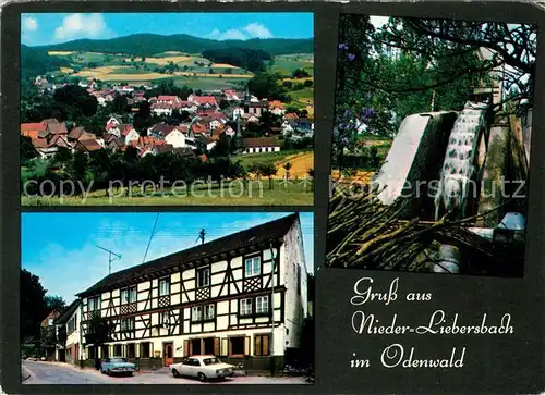 AK / Ansichtskarte Nieder Liebersbach Panorama Odenwald Fachwerkhaus Wasserrad Kat. Birkenau