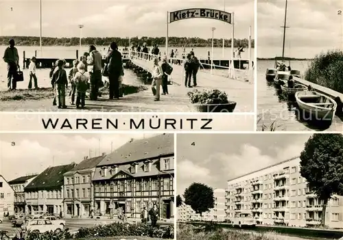 AK / Ansichtskarte Waren Mueritz Kietzbruecke Markplatz Neubauten Mecklenburgische Seenplatte Kat. Waren Mueritz