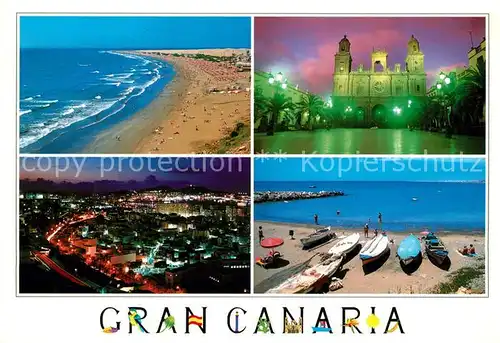 AK / Ansichtskarte Playa del Ingles Gran Canaria Catedral de Las Palmes vista nocturna Playa del Burro Kat. San Bartolome de Tirajana