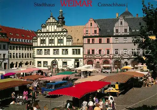 AK / Ansichtskarte Weimar Thueringen Marktplatz Cranachhaus Stadthaus Historische Gebaeude Altstadt Kat. Weimar