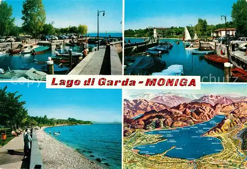 AK / Ansichtskarte Moniga Lago di Garda Hafen Strandpromenade Panoramakarte