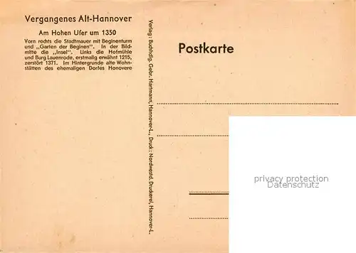 AK / Ansichtskarte Alt Hannover Am Hohen Ufer um 1350 Kat. Hannover