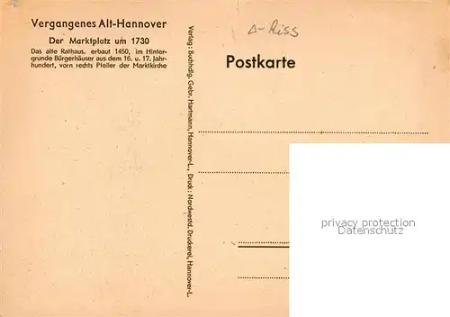 AK / Ansichtskarte Alt Hannover Marktplatz um 1730 Kat. Hannover