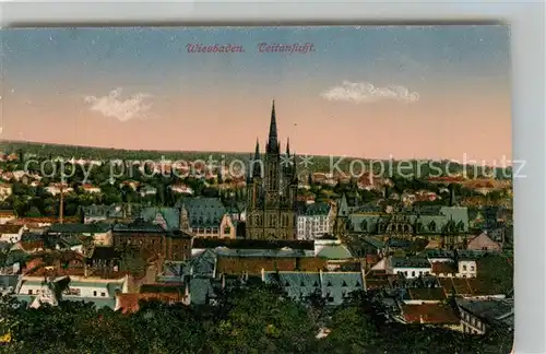 AK / Ansichtskarte Wiesbaden Stadtblick mit Kirche Kat. Wiesbaden