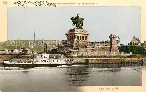 AK / Ansichtskarte Coblenz Koblenz Kaiser Wilhelm Denkmal am Deutschen Eck Kat. Koblenz Rhein