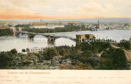 AK / Ansichtskarte Koblenz Rhein mit der Eisenbahnbruecke Kat. Koblenz