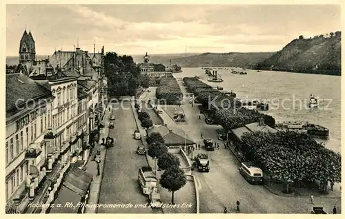 AK / Ansichtskarte Koblenz Rhein Rheinpromenade und Deutsches Eck Kat. Koblenz