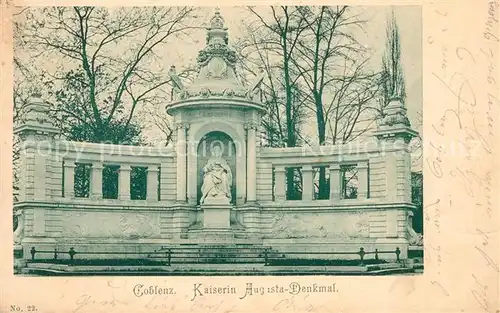AK / Ansichtskarte Coblenz Koblenz Kaiserin Augusta Denkmal Kat. Koblenz Rhein