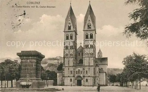 AK / Ansichtskarte Coblenz Koblenz St Castor Kirche mit St Castor Brunnen Kat. Koblenz Rhein