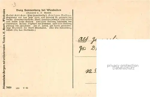 AK / Ansichtskarte Wiesbaden Burg Sonnenberg Kat. Wiesbaden