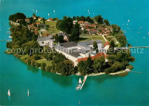 AK / Ansichtskarte Fraueninsel Chiemsee Abtei Frauenwoerth Fliegeraufnahme Kat. Chiemsee