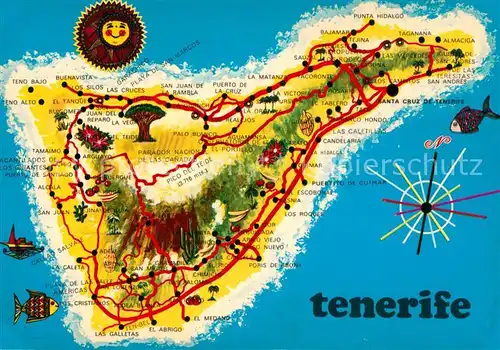 AK / Ansichtskarte Tenerife Landkarte  Kat. Islas Canarias Spanien