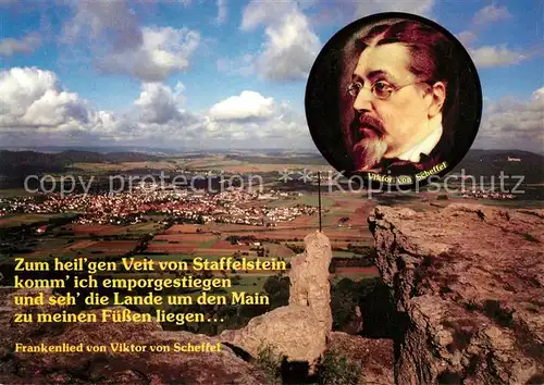 AK / Ansichtskarte Staffelstein Maintal Blick vom Staffelberg Frankenlied Viktor von Scheffel Kat. Bad Staffelstein