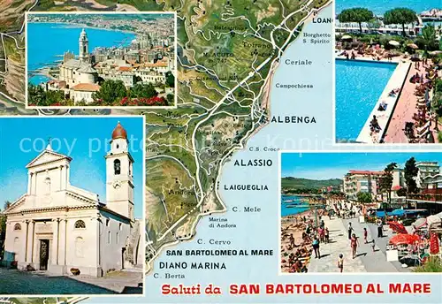AK / Ansichtskarte San Bartolomeo al Mare Freibad Promenade Kirche Kat. Imperia