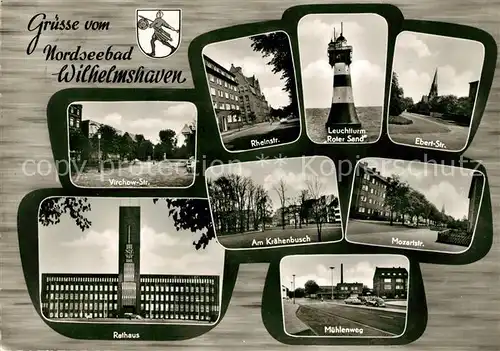 AK / Ansichtskarte Wilhelmshaven Strassenpartien Leuchtturm Roter Sand Rathaus Kraehenbusch Kat. Wilhelmshaven