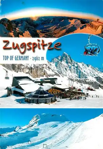 AK / Ansichtskarte Zugspitze Wintersportplatz Muenchner Haus Gipfelkreuz gegen Bayerische und oesterreichische Alpen Kat. Garmisch Partenkirchen