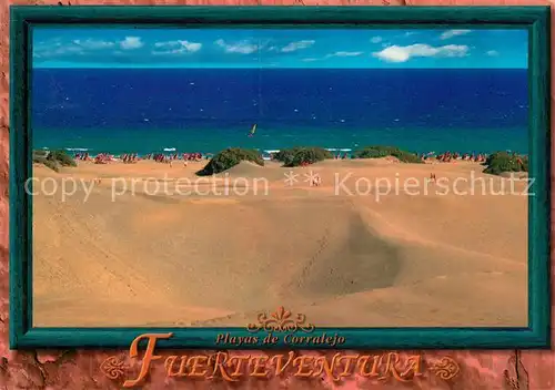 AK / Ansichtskarte Corralejo Strandpanorama Wuestenlandschaft Meerblick Bilderrahmen Kat. La Oliva Fuerteventura