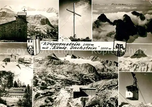AK / Ansichtskarte Krippenstein K&#246;nig Dachstein Seilbahn Schutzhaus Gipfelkreuz