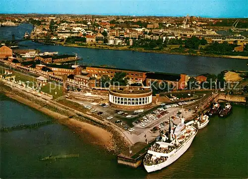 AK / Ansichtskarte Wilhelmshaven Fliegeraufnahme Suedstrand Strandhalle Motorschiff Fliegeraufnahme Kat. Wilhelmshaven