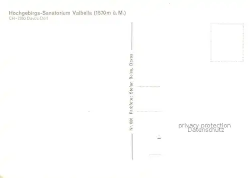 AK / Ansichtskarte Davos Dorf GR Hochgebirgs Sanatorium Valbella Kat. Davos