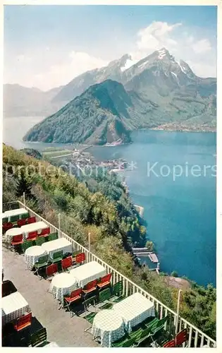 AK / Ansichtskarte Fuerigen Panorama Blick von der Hotelterrasse Vierwaldstaettersee Alpen Kat. Fuerigen