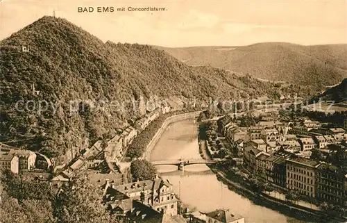 AK / Ansichtskarte Bad Ems mit Concordiaturm Kat. Bad Ems