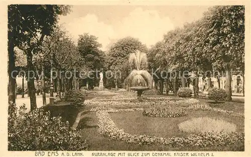 AK / Ansichtskarte Bad Ems Kuranlage mit Denkmal Kaiser Wilhelm I Kat. Bad Ems