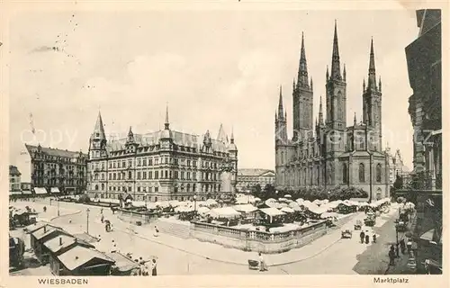 AK / Ansichtskarte Wiesbaden Marktplatz Kirche Kat. Wiesbaden