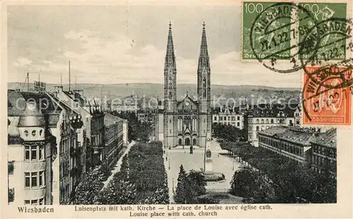 AK / Ansichtskarte Wiesbaden Luisenplatz mit kath Kirche Kat. Wiesbaden