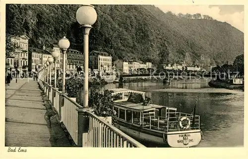 AK / Ansichtskarte Bad Ems Promenade Ausflugsschiff Kat. Bad Ems