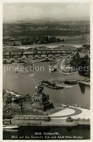 AK / Ansichtskarte Koblenz Rhein Deutsches Eck und Adolf Hitler Bruecke Kat. Koblenz