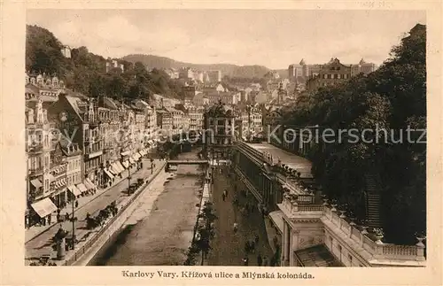 AK / Ansichtskarte Karlovy Vary Krizova ulica a Mlynska kolonada Kat. Karlovy Vary Karlsbad