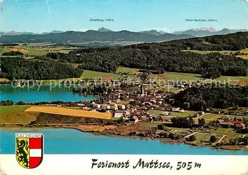 AK / Ansichtskarte Mattsee Salzburg Fliegeraufnahme Schafberg Dachstein Kat. Mattsee