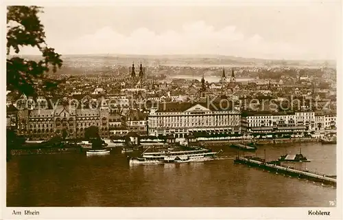 AK / Ansichtskarte Koblenz Rhein Panorama Schiffsbruecke Kat. Koblenz
