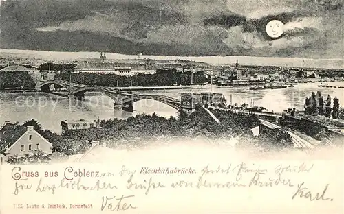 AK / Ansichtskarte Coblenz Koblenz Eisenbahnbruecke Kat. Koblenz Rhein