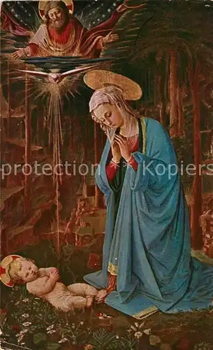 AK / Ansichtskarte Kuenstlerkarte Fra Filippo Lippi Madonna das Kind anbetend  Kat. Kuenstlerkarte