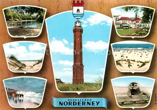 AK / Ansichtskarte Norderney Nordseebad Strand Br&#252;cke D&#252;nen Seehund Aussichtsturm Kat. Norderney