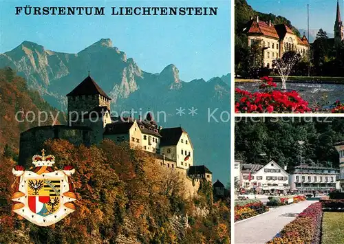 AK / Ansichtskarte Liechtenstein  F&#252;rstentum Schloss Vaduz Staatswappen Regierungsgeb&#228;ude Kat. Liechtenstein