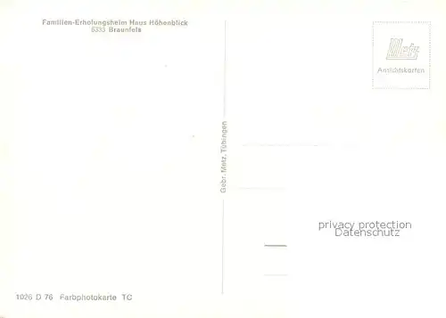 AK / Ansichtskarte Braunfels Familien Erholungsheim Haus H&#246;henblick Kat. Braunfels