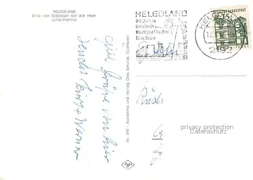 AK / Ansichtskarte Helgoland Nordseeinsel von Suedosten Fliegeraufnahme Kat. Helgoland