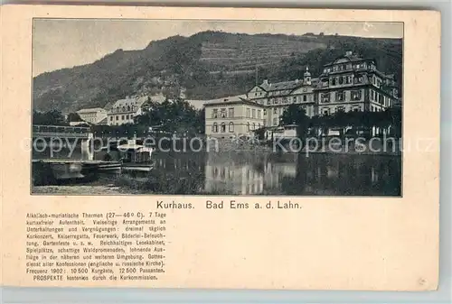 AK / Ansichtskarte Bad Ems Kurhaus Lahnpartie Kat. Bad Ems