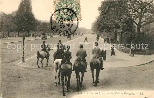 AK / Ansichtskarte Paris Avenue du Bois de Boulogne Pferde Reite Kat. Paris