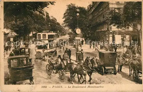 AK / Ansichtskarte Paris Bus und Pferdekutschen Boulevard Montmartre Kat. Paris